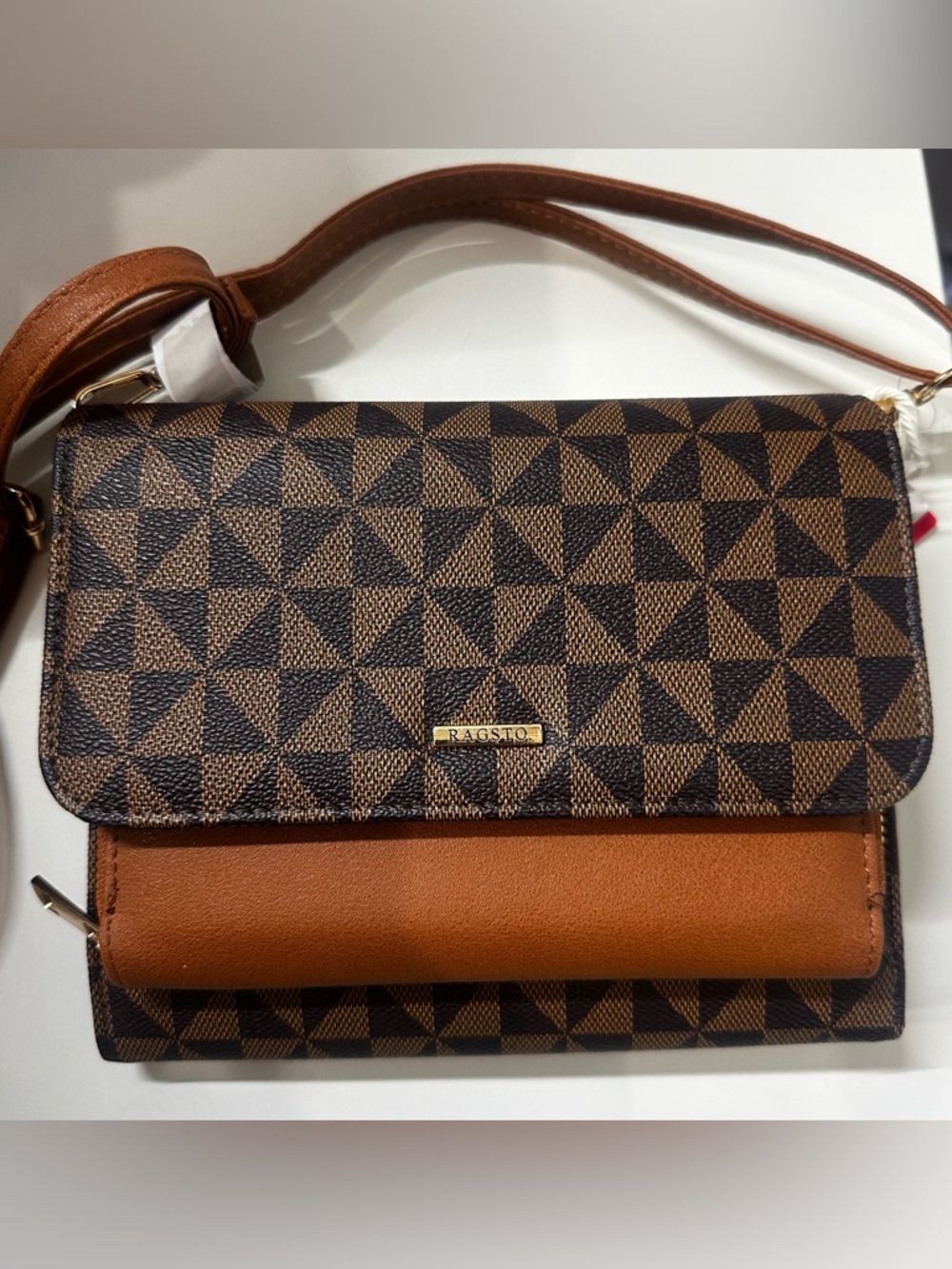 Brown Patterned Crossbody Bag